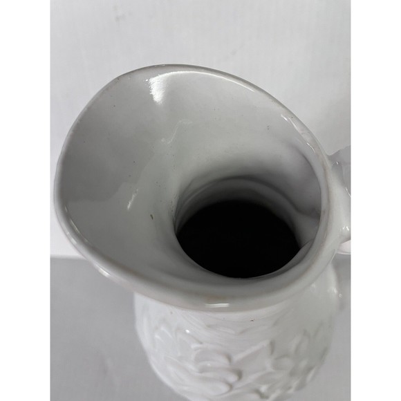 Bay W. Germany Vintage White Floral Ceramic Pitcher 12" - Picture 4 of 5
